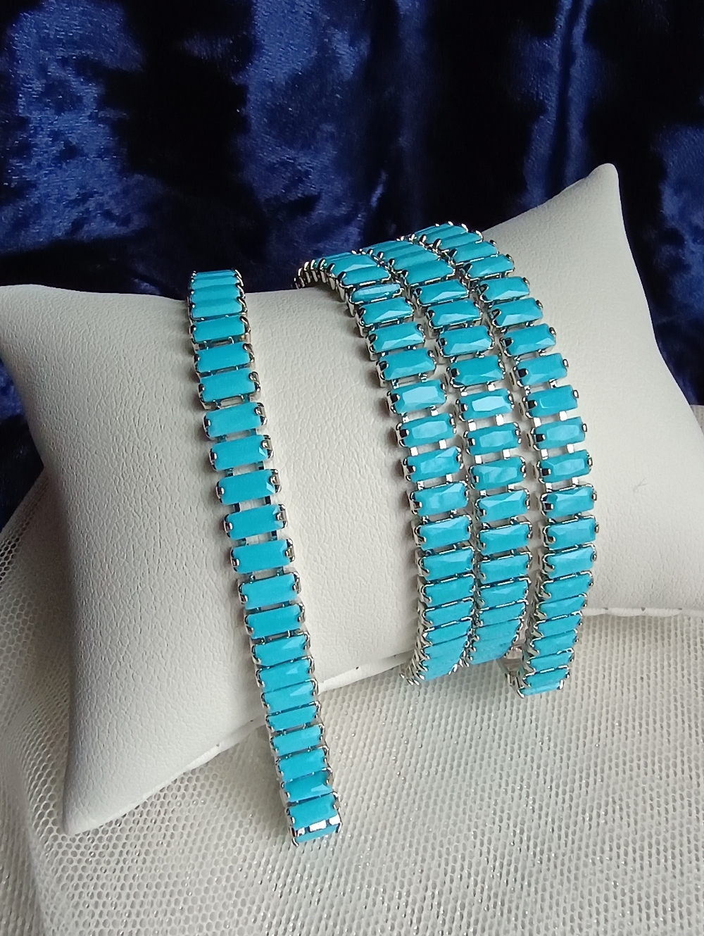Swarovski Elements Turquoise Baguette Tennis Bracelet - Contemporary NEW
